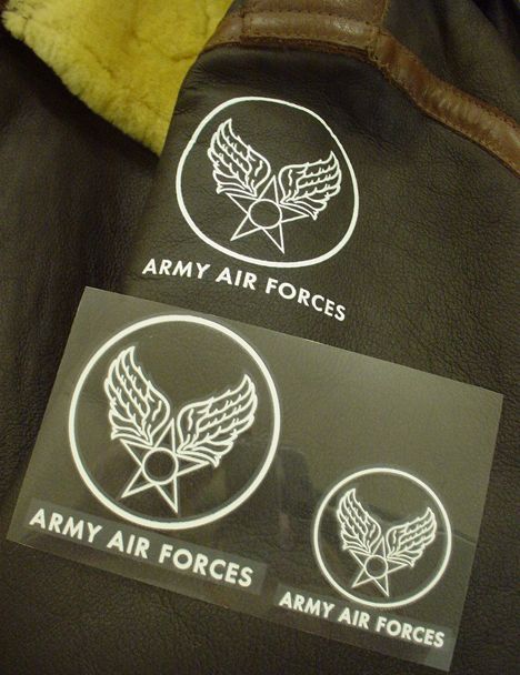 ARMY AIR FORCES DECAL for A 2 Civilian Version leather flight jacket 