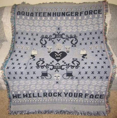 BrandNew Aqua Teen Hunger Force We Will Rock Your Face Woven Throw 