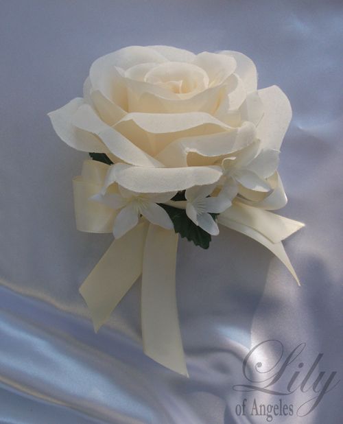 17pcs Wedding Bridal Bouquet Flowers Ivory Cascade Silk  