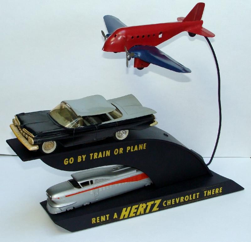 1959 Hertz Car Rental Desk /Counter Display Model w/car train 