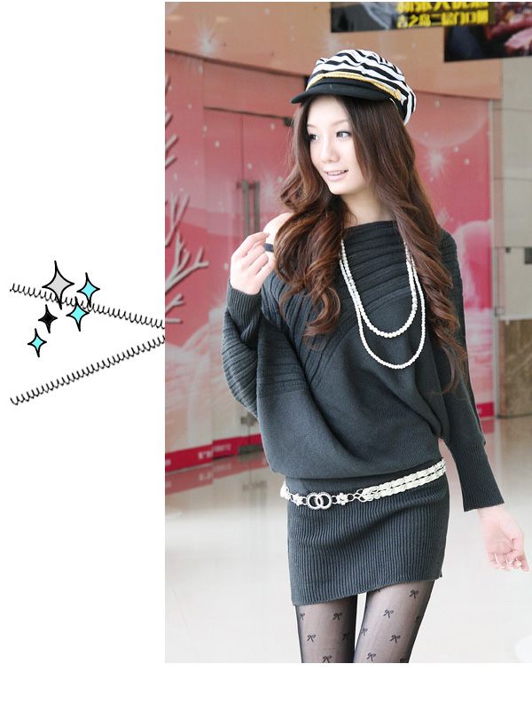 Womens long sleeve BianFuShan wool dress coat grows loose sweater 