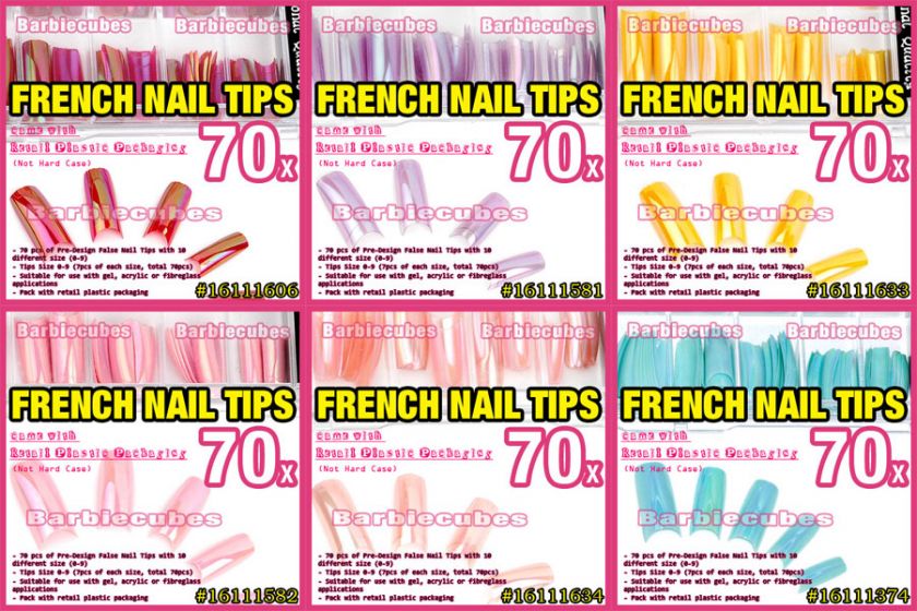 70 pcs Acrylic French False Multi Color Nail Tips #v009  