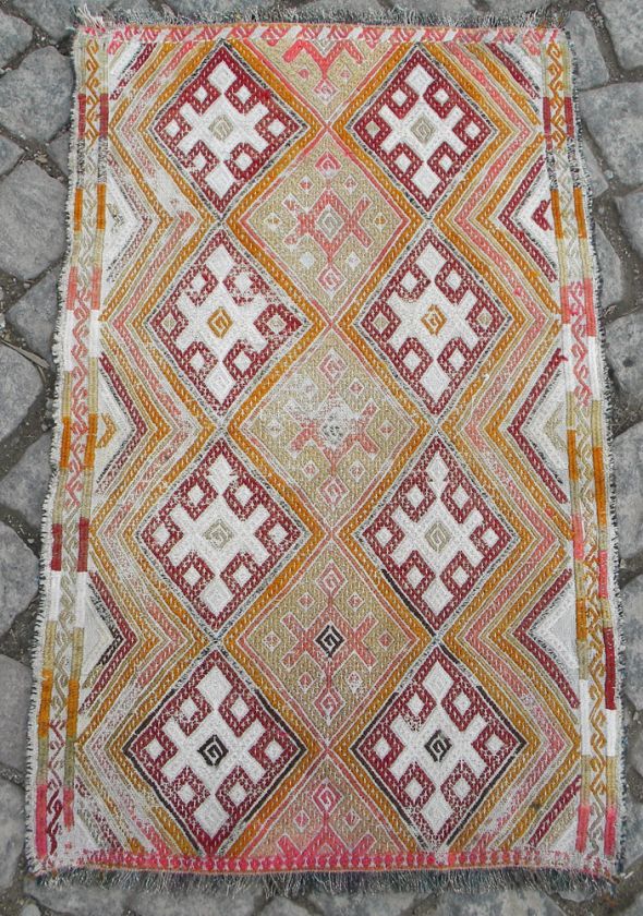 Anatolia Antique Turkish Rug 20 x 31 Hand Woven Mini Kilim Kelim 