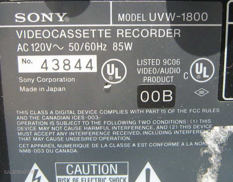 Sony UVW 1800 BETACAM SP betacamsp Drum 00423 UVW1800  