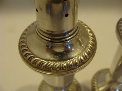 Vintage EMPIRE Sterling Salt & Pepper Shakers Weighted Glass Lined 