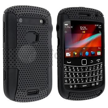 For BLACKBERRY BOLD DAKOTA 9900 9930 Black PERFORATED HYBRID HARD 