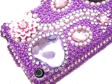 RHINESTONE BLING 3D CASE COVER APPLE IPHONE 1ST PURPLE  