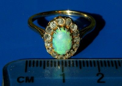 BEST EVER ANTIQUE VICTORIAN 18CT GOLD NATURAL OPAL & 0.60CT DIAMOND 