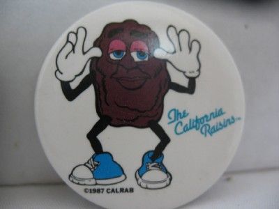 Vintage Lot of 4 California Raisins Buttons 1987 Collectible  