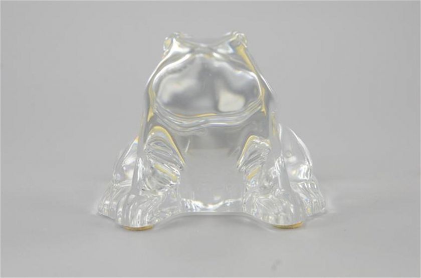 Clear Glass Frog Figurine Paperweight Statuette BACCARAT FRANCE  