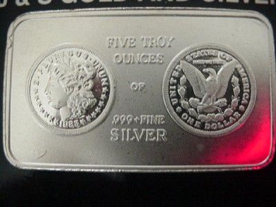   .999+ FINE SILVER SOUTH EAST REFINING FIVE OUNCES TROY MORGAN  