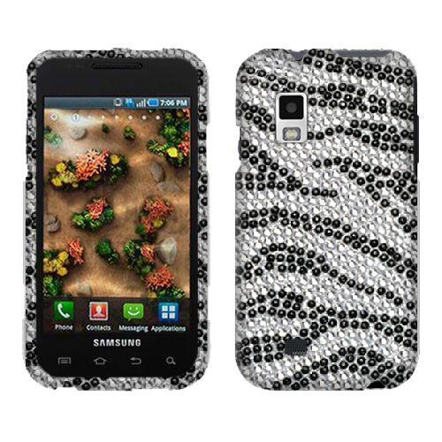 Verizon Samsung i500 Fascinate Black White Zebra Crystal Bling Stone 