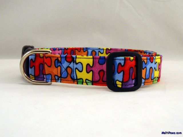 Awesome Puzzle Piece Autism Awareness Dog Collar  