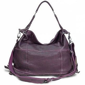 New Tosca Capri Genuine Leather Hobo Tote Handbag, Purple  