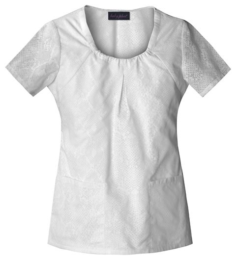 Baby Phat Scrub Top in Snakeskin Burn out White  