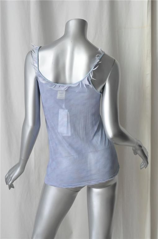 NINA RICCI Blue*FEATHER*Cami Blouse Tank Top NEW S/M 40  