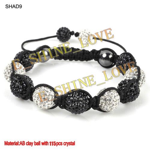 12mm Disco AB Clay Ball(11Pcs)Crystal Macrame Bracelets+9 Mix Colours 