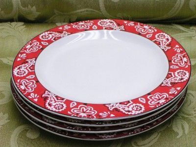 Bandana Red Studio Nova LOT 4 SALAD DESSERT PLATE Y2209  