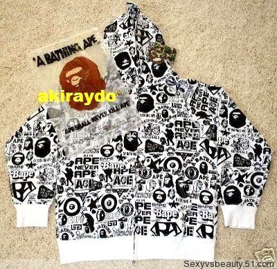 Unisex Bathing Bapes Apes Newspaper Skull Hoodies Coats  