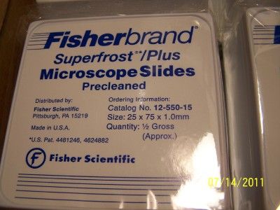 Fisher Scientific 12 550 15 Microscope slides 10 gross  