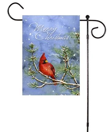 MERRY CHRISTMAS NORTHERN CARDINAL Small Mini FLAG  