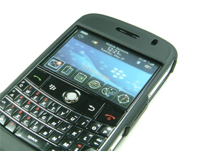 FOR BLACKBERRY BOLD 9000 RUBBER BLACK COATED HARD SNAP ON COVER CASE 