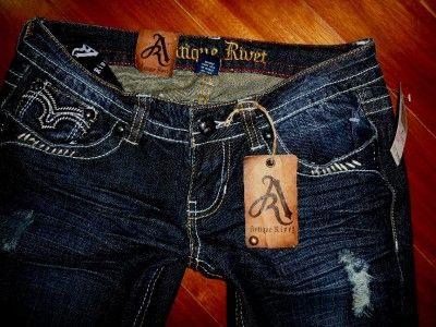 Buckle ANTIQUE RIVET Low Rise Stretch Thick Stitch Flap Pkt Skinny 