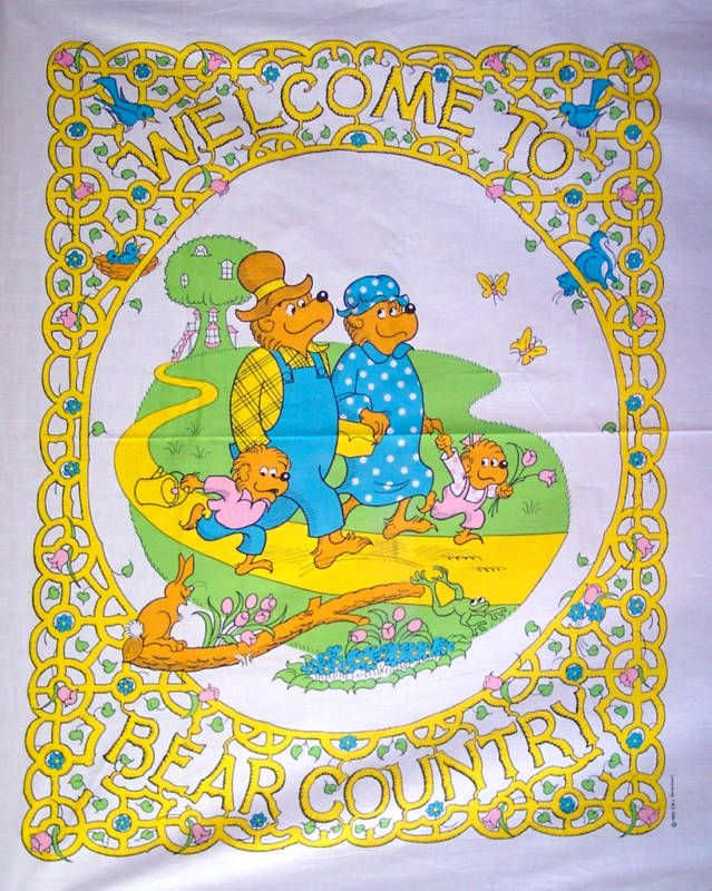 BERENSTAIN BEAR Country Quilt Wall Panel Fabric BTP  