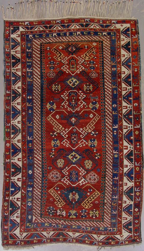 6x9 ANTIQUE CAUCASUS ORIENTAL AREA RUG CARPET WITH DOGS  