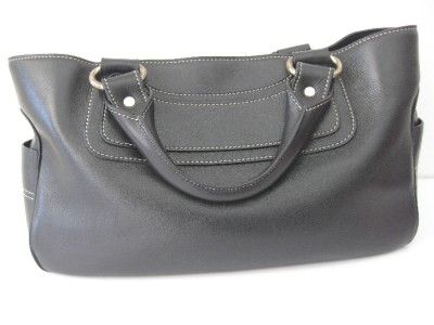 CELINE BOOGIE Black Pebbled Leather Satchel Bag  