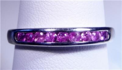 Pink Sapphire Channel Set 925 Sterling Silver Band Ring  