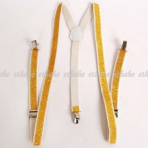 Clip on Braces Elastic Y back Suspenders Yellow 6BX3  