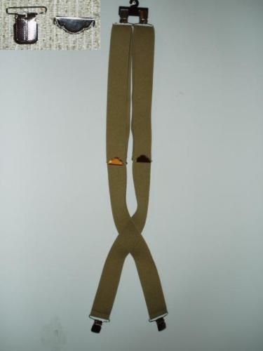 Khaki Tan Elastic Braces Suspender 2 Inch Wide Work NEW  