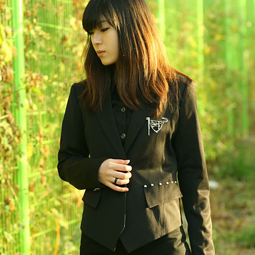 Broach Black Blazer Jacket Punk Visual Gothic Classic  