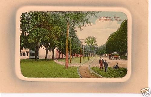 SUNDERLAND STREET IN EARLY SUNDERLAND, MA POSTCARD  