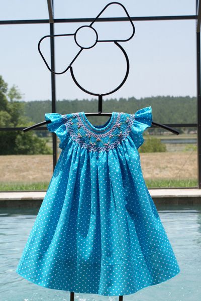 Girls Summer Polka Dot Smocked Dress 4T 4 17103  