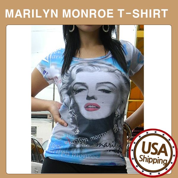 DAMO Marilyn Monroe T Shirt Sublimation with Stone  