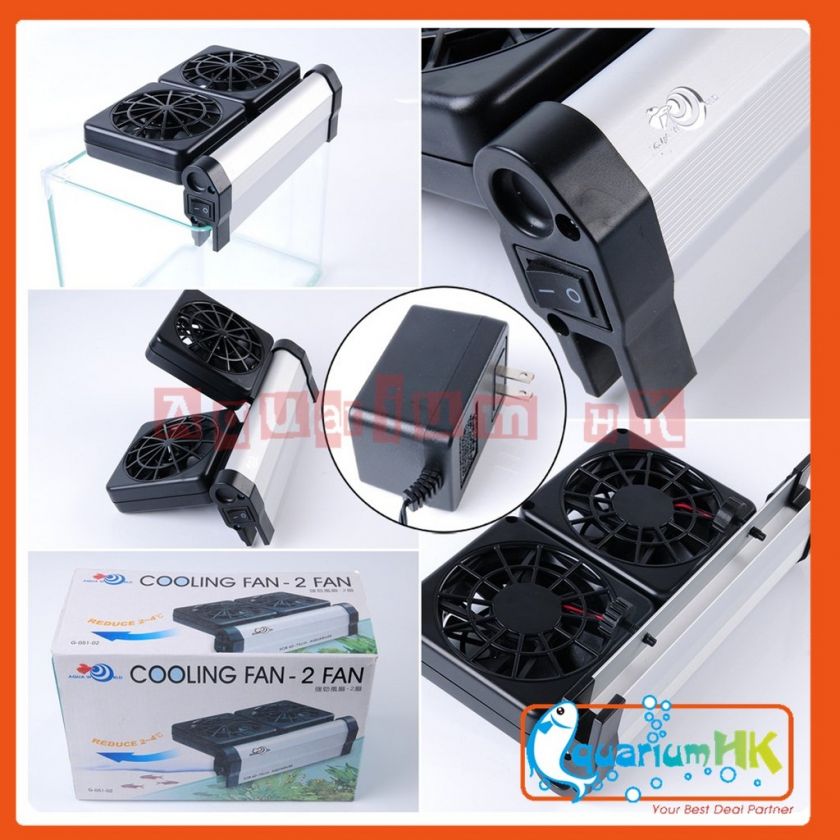 Aquarium Powerful 2 Fan Cooling Fan for 60  75cmTank G051 02