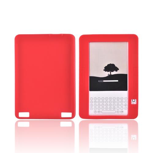 For  Kindle 2 Red Rubber Anti Slip Skin Silicone Case Cover 