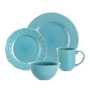 Paula Deen Dinnerware, 16 Piece Set, Aqua stoneware  