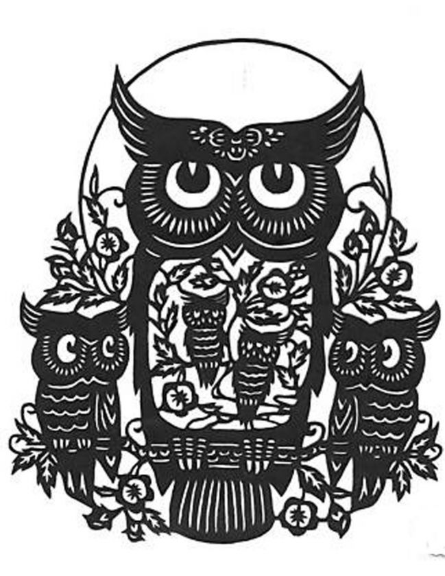 Five Owl Silhouette Handmade Cross Stitch Pattern  