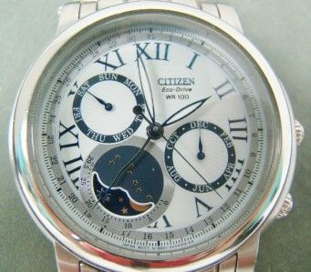 CITIZEN CALIBRE 8651 MOON PHASE AP1010 51A ECO DRIVE MENS WATCH MSRP 