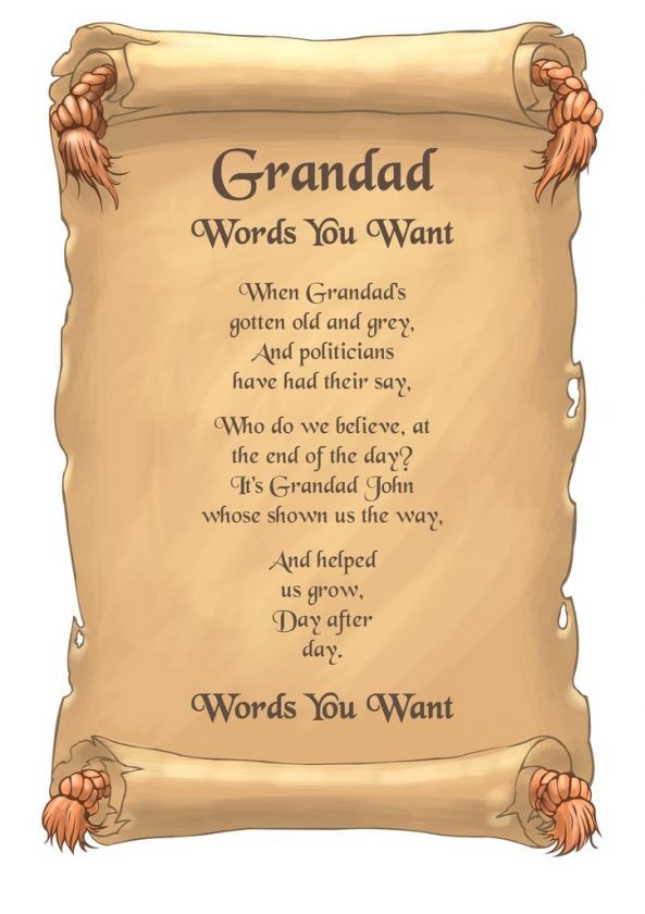 Personalised Grandad Poem On Glossy Paper unique gift  