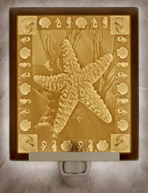 Lithophane Night Light   Starfish   Fine Porcelain  