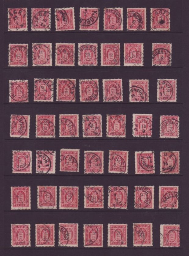 Denmark 1875 Official Scott O8 Page Full Of Better Cancels   