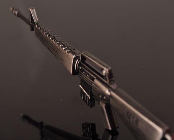 M16 Military Gun Weapon Alloy Keychain Silver Black  