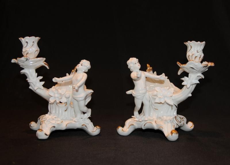 Paris Sevres Cherub Candelabras Candle Porcelain China  