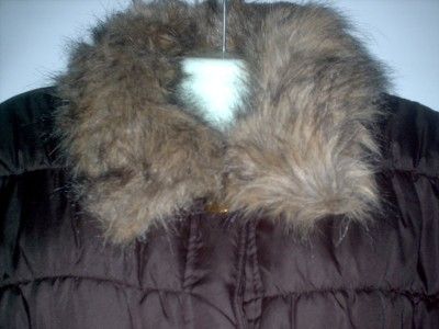 SZ 2X WOMANS BROWN PLUS SIZE LONG PUFF FUR TRIM JACKET  