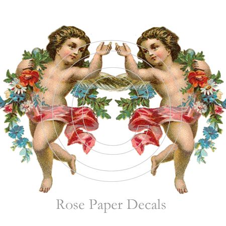 Decal Vintage Chic Shabby Cherub Angel Decals T4M  