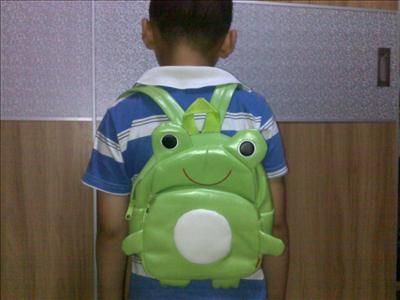 Kids Cartoon Nursery Backpack Lunch Bag Green Frog  